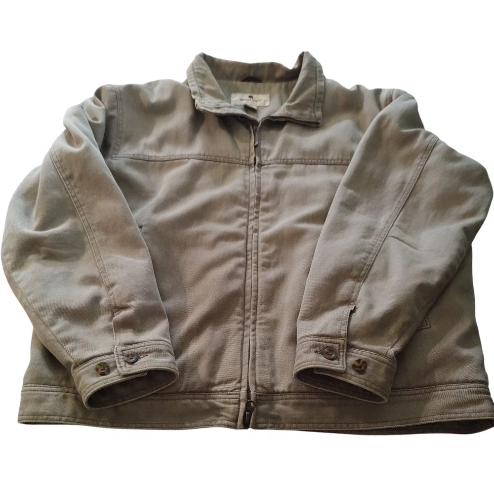 Woolrich Duck Canvas Jacket Sherpa Lined Dark Wheat Pockets Mens‎ Extra Large
